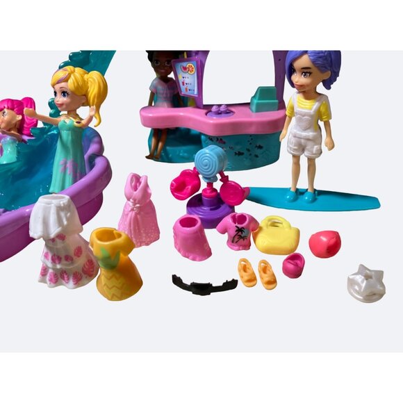 Polly Pocket Smoothie Splash Pack. Smoothie Stand  Accessories and 4 Dolls - Picture 4 of 8